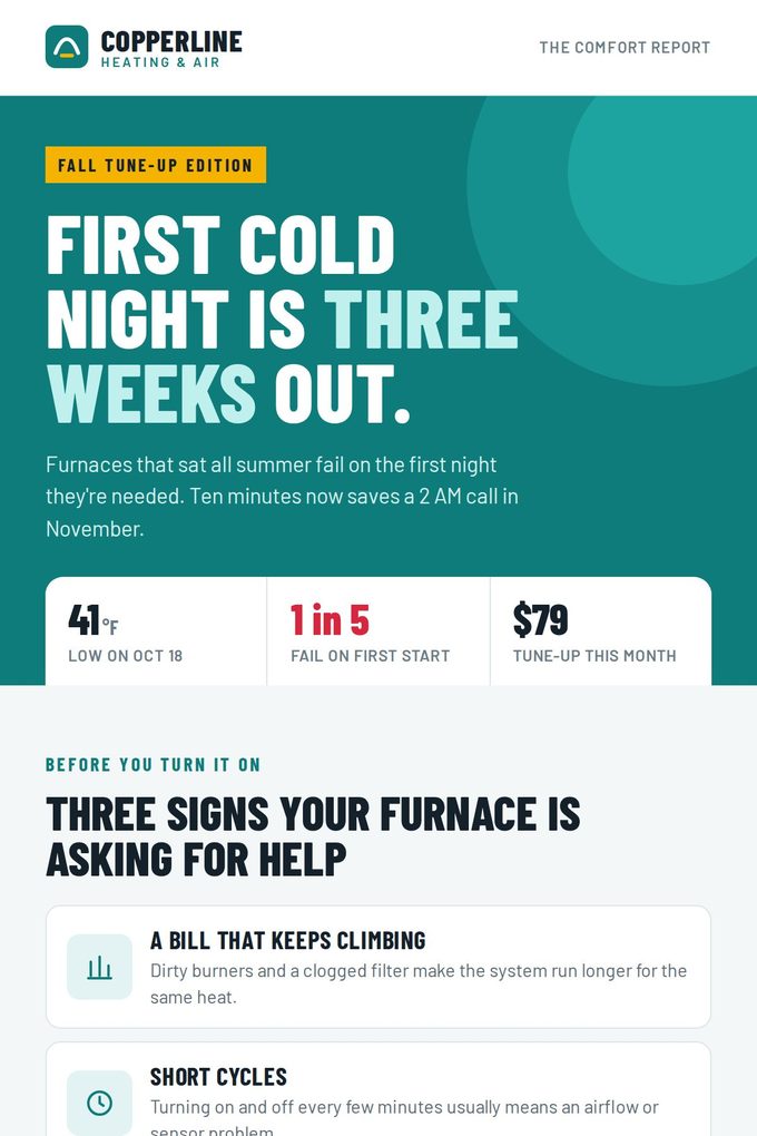 Seasonal newsletter sample for a heating and air company